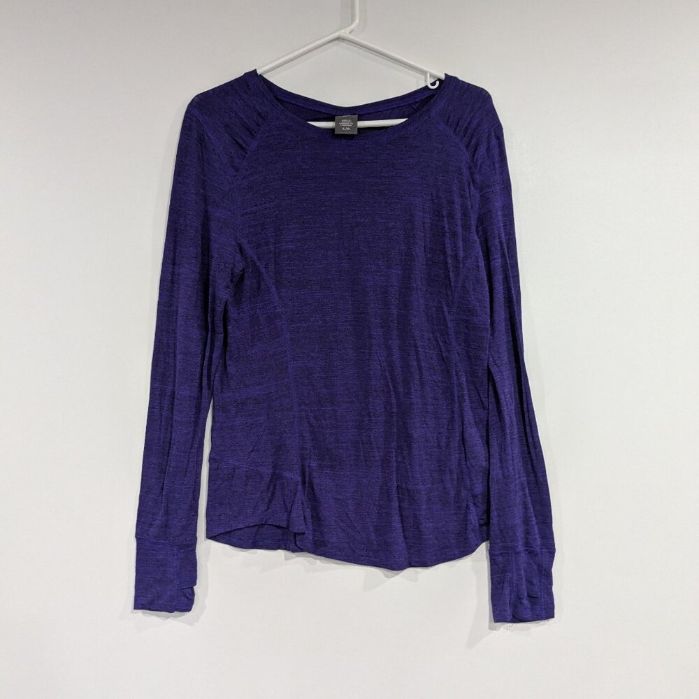 *3/$10* Joe Fresh Active Long Sleeve with Ruching Space Dye Purple Size Large
